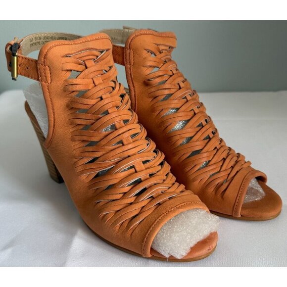 Sam Edelman Womens Holly Slingback Sandal Block Heel Ginger Real Leather Sz 9 US - Picture 2 of 13